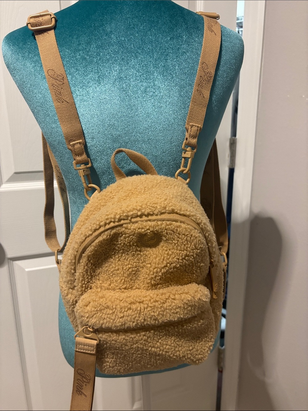 PINK BRAND Shearling Mini Backpack - Tan Sherpa